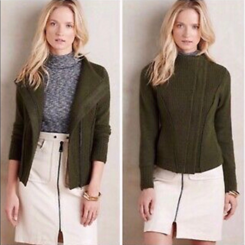 Sparrow 100% wool zip moto style cardigan